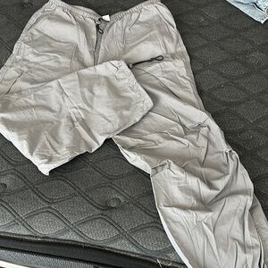 H&M Gray Track Pants with Elastic Waistband and Relaxed Fit